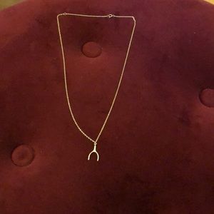 Lucky wishbone gold tone necklace
